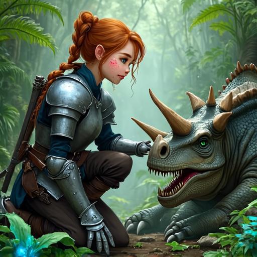 Sir Kaelan discovers a sick Triceratops and the mysterious crystals causing the illness.