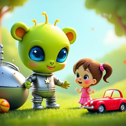 Zorp the alien lands on Earth and makes a new friend, Lily.