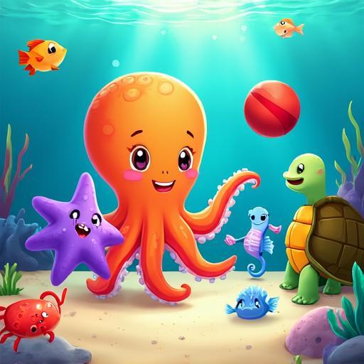 All the sea creatures play together and learn new games.