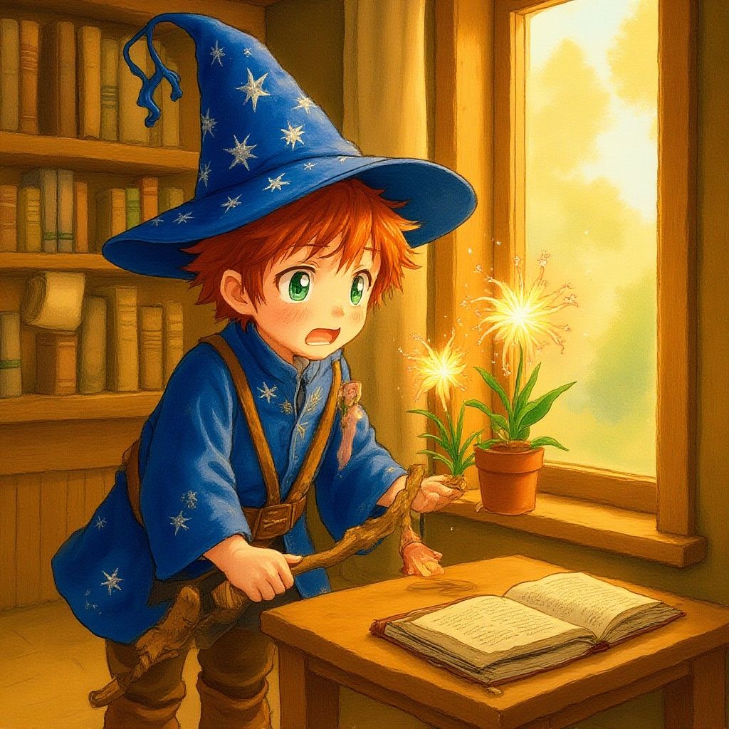 Leo, the wizard apprentice, finds his magical Starflower is sick and decides he must save it.