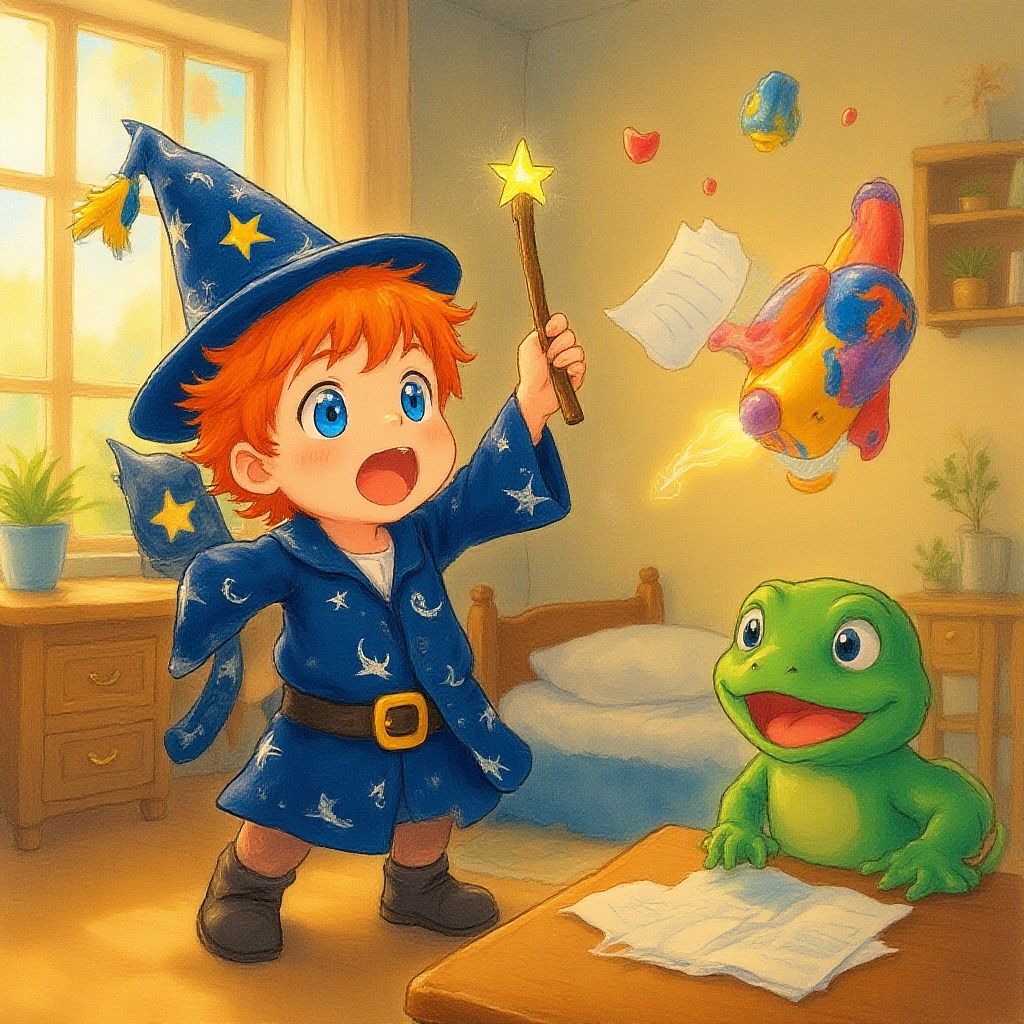 With a wave of his wand, Wizzy brings his drawing to life, creating his very own Magic SpaceX Rocket.