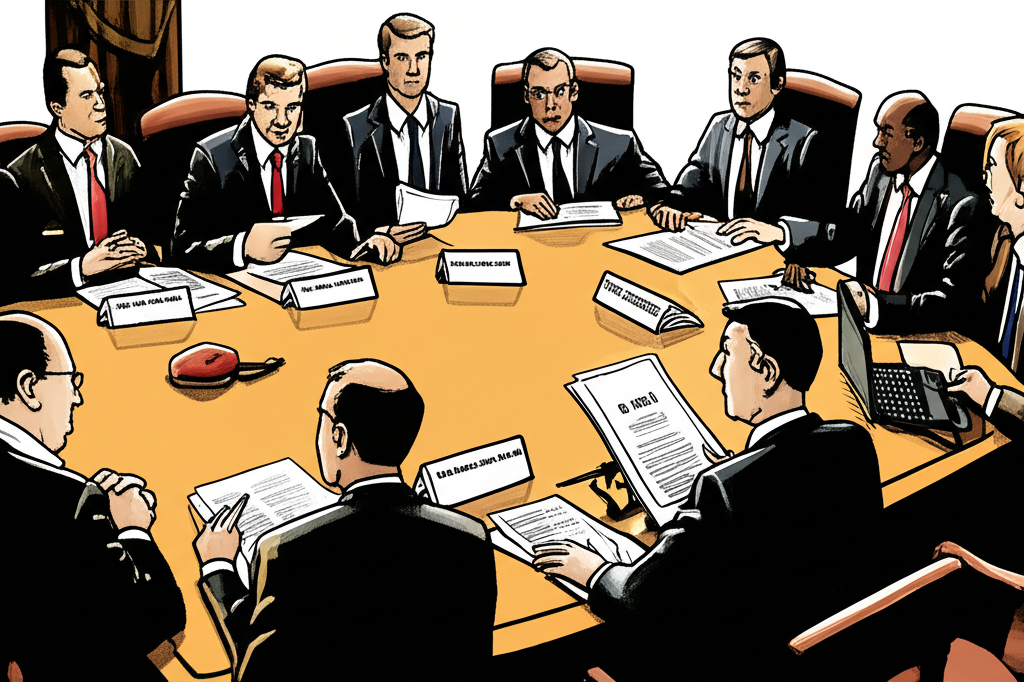 一個顯示股票市場圖表和下跌趨勢線的數位螢幕,象徵金融市場的悲觀情緒。