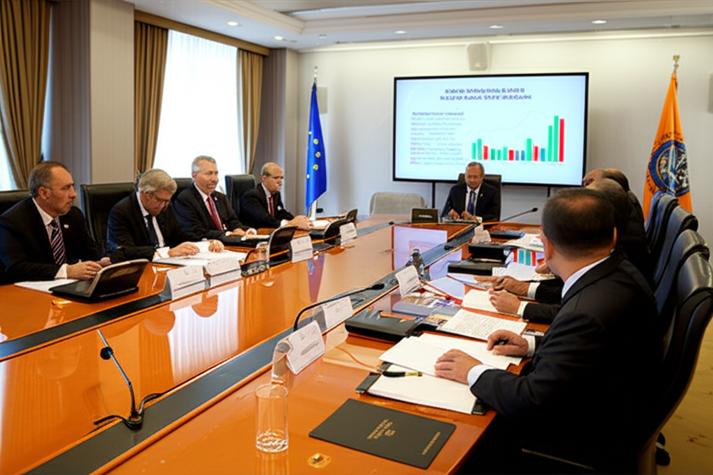 一位憂心忡忡的瑞士央行官員，正查看顯示通膨下降與貨幣走強趨勢的經濟圖表。