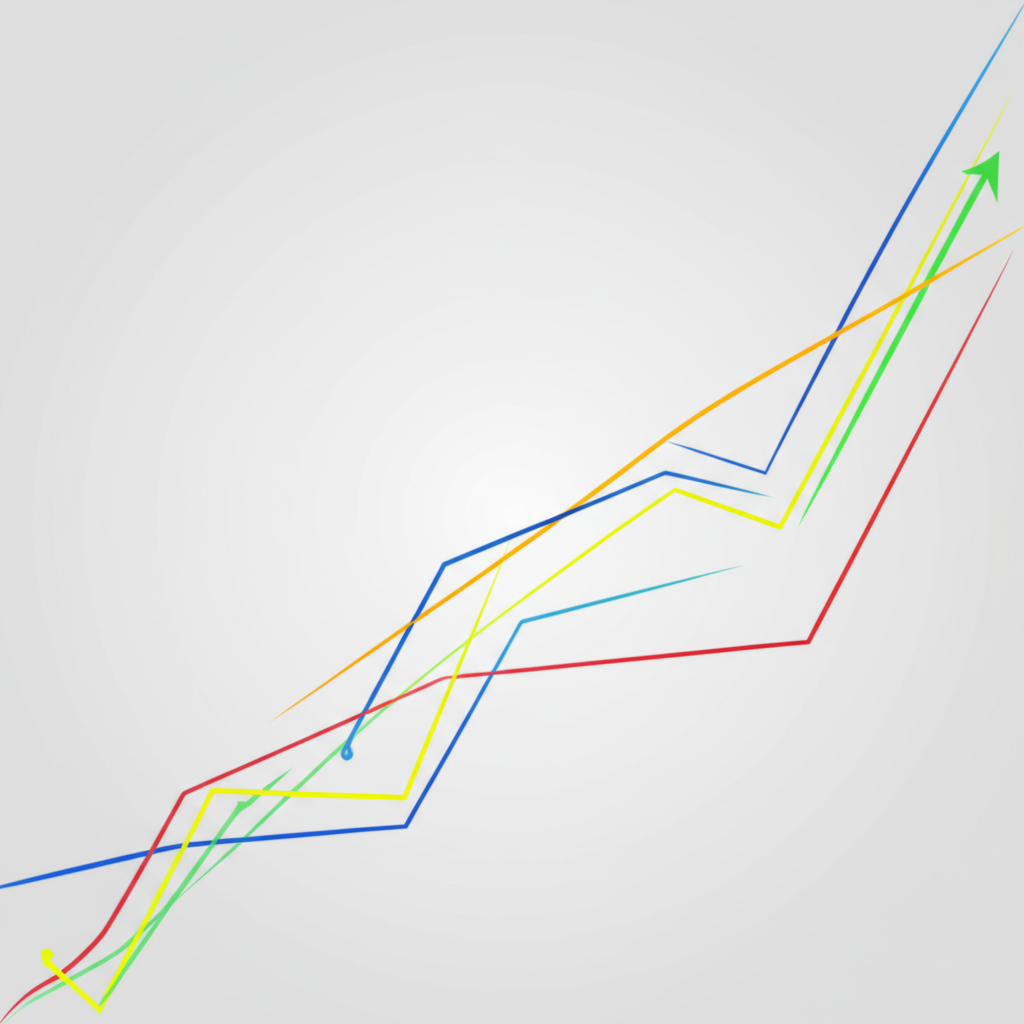顯示金融市場資產價格上漲趨勢的圖表。