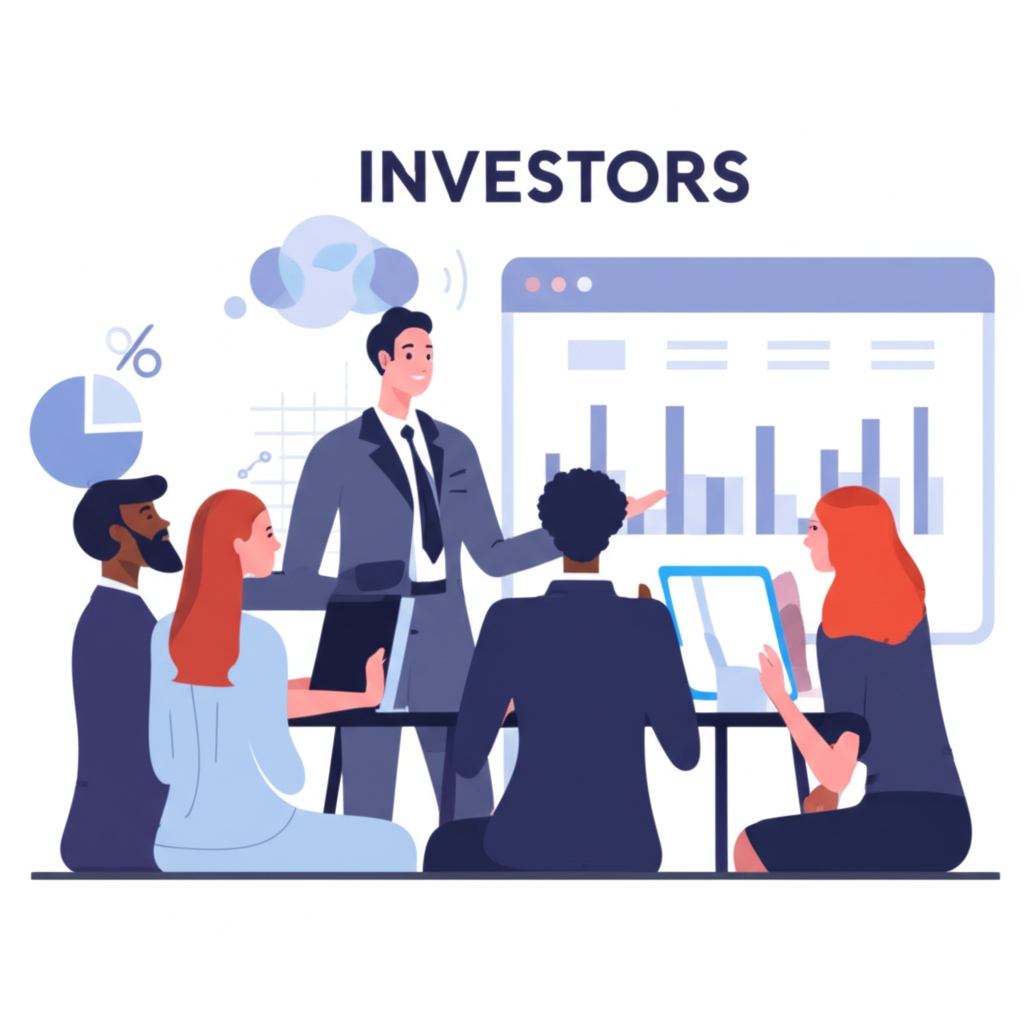 投資人討論 EPS 策略插圖:團隊分析企業獲利指標場景