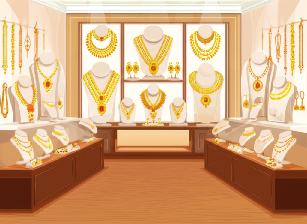 เครื่องประดับทองคำในร้านขายทอง แสดงความต้องการทองรูปพรรณ