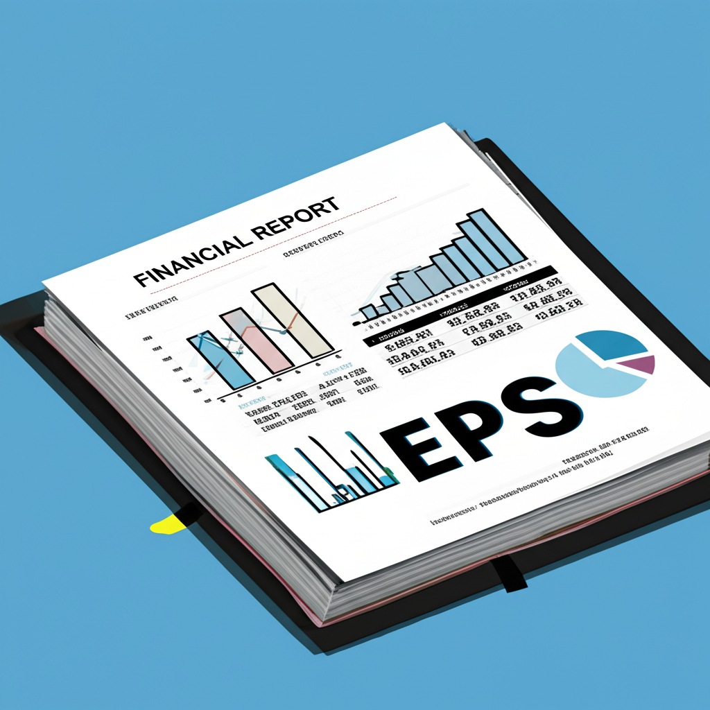 企業財報中 EPS 被強調的插圖:財務報告顯示每股盈餘數據