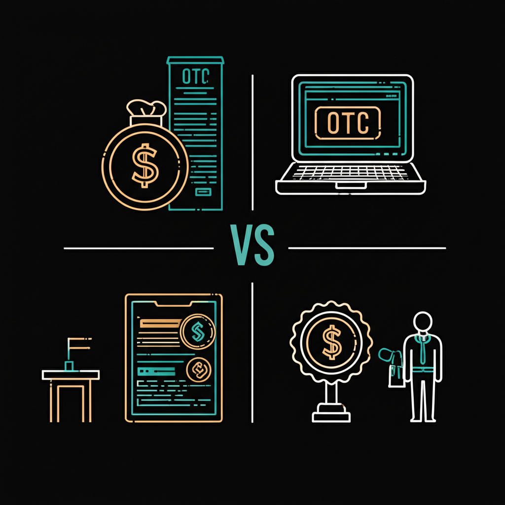 上市公司與上櫃公司比較插畫