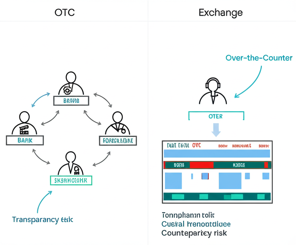 graphic showing the difference between OTC and exchange