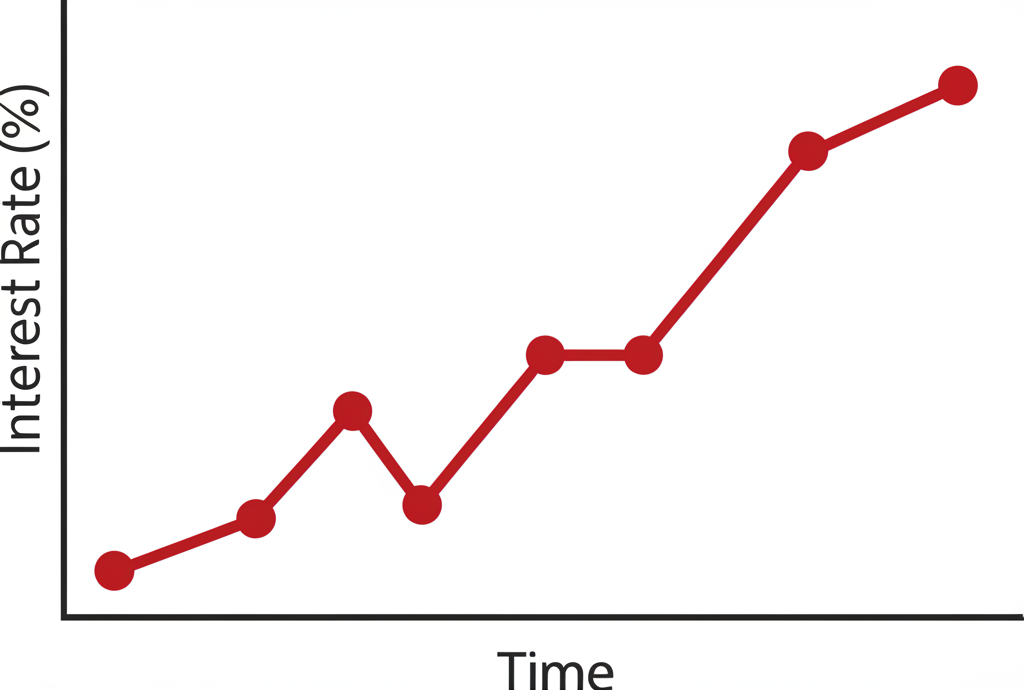 利率走勢圖表，顯示基準利率的波動如何影響整體經濟與市場情緒