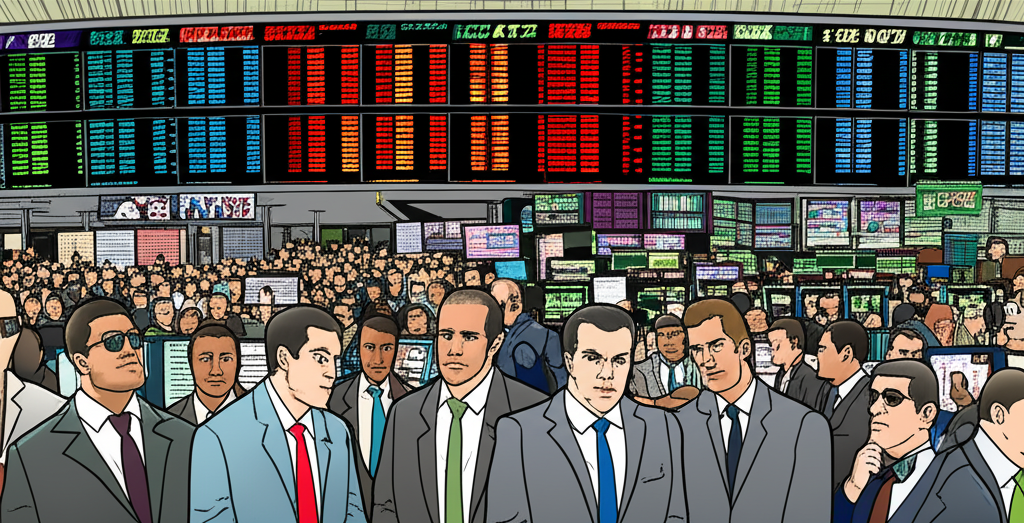 股市交易所插畫示意圖
