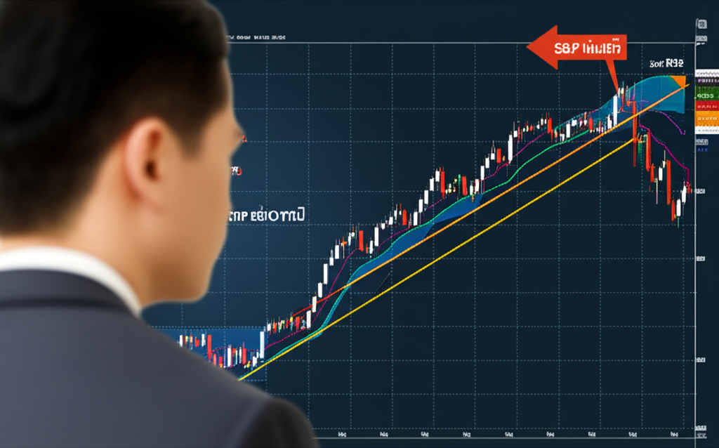 Thai investor looking at a global stock market chart with S&P 500 ETF growth illustration