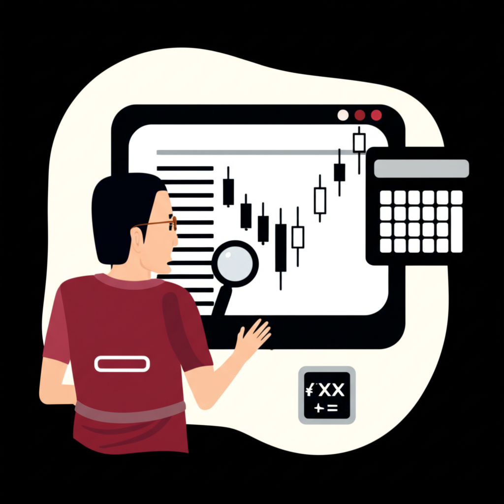 Thai trader analyzing forex charts with pip calculation