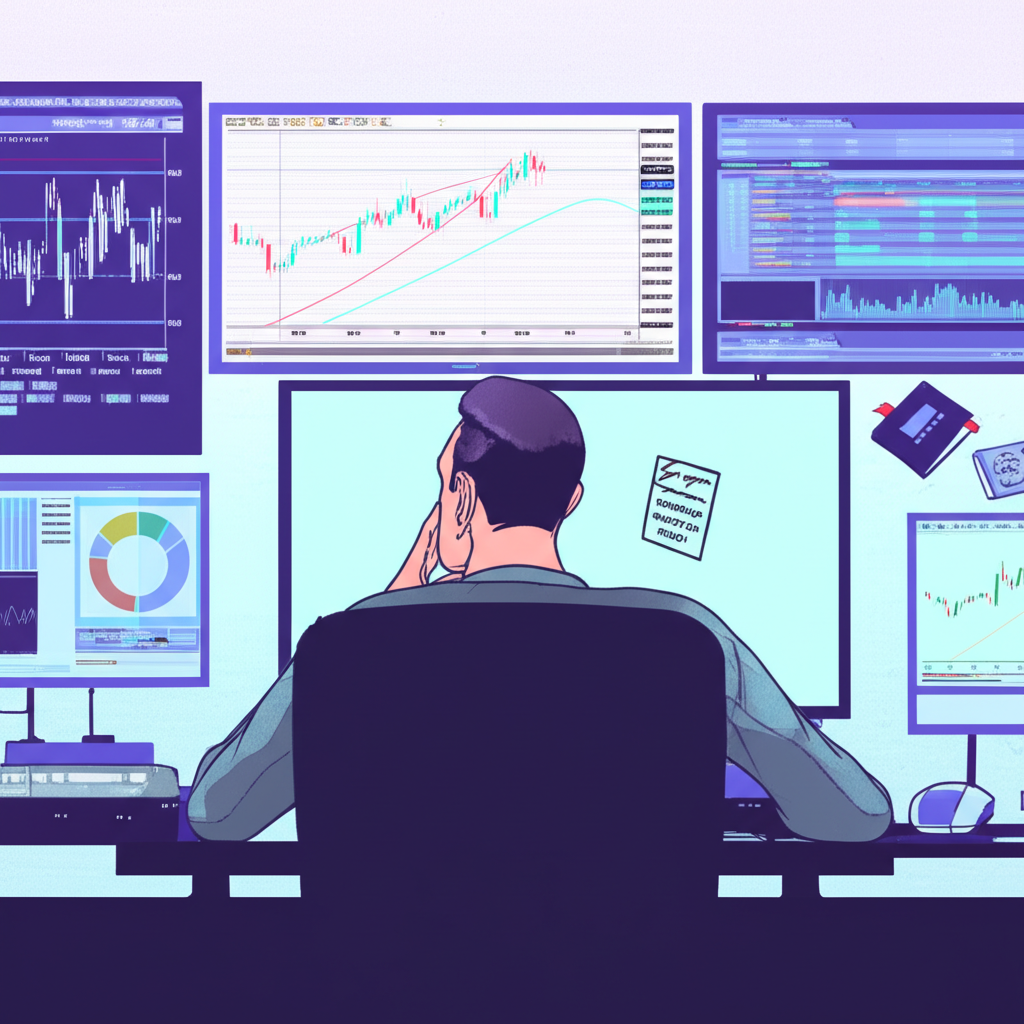 Disciplined trader calmly navigating forex charts with a clear system