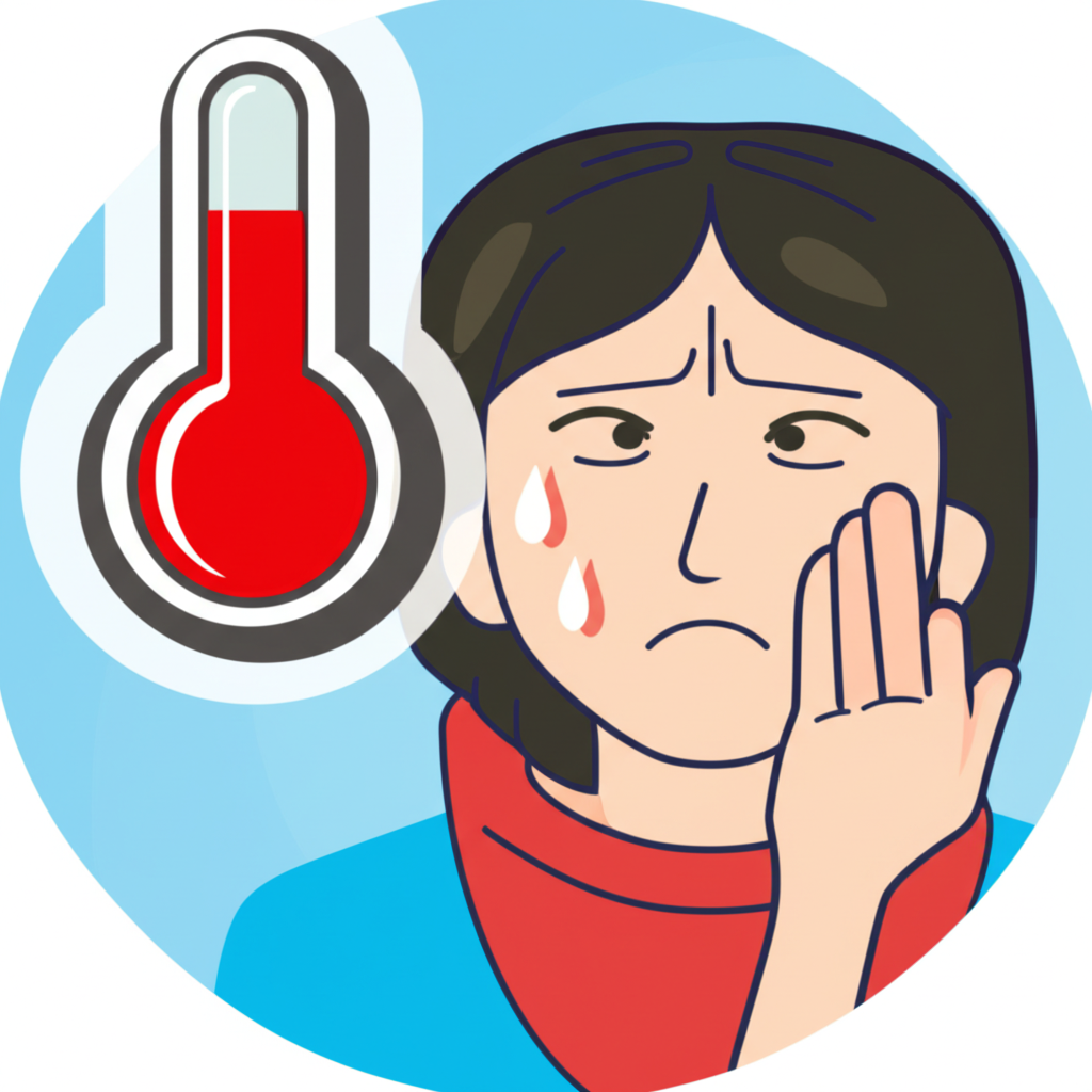 An illustration of a person feeling unwell with a thermometer showing high temperature symbolizing fever as a bodys warning system