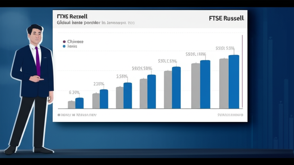 illustration global index provider FTSE Russell presenting a chart of 50 large Chinese companies