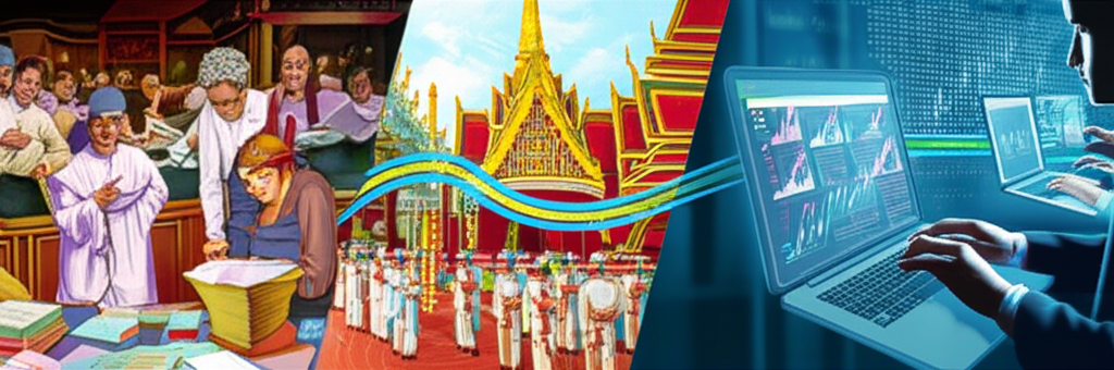 ภาพประกอบวิวัฒนาการทางประวัติศาสตร์ของตลาดหุ้นไทย จากการค้าขายเก่าๆ สู่แพลตฟอร์มดิจิทัลสมัยใหม่