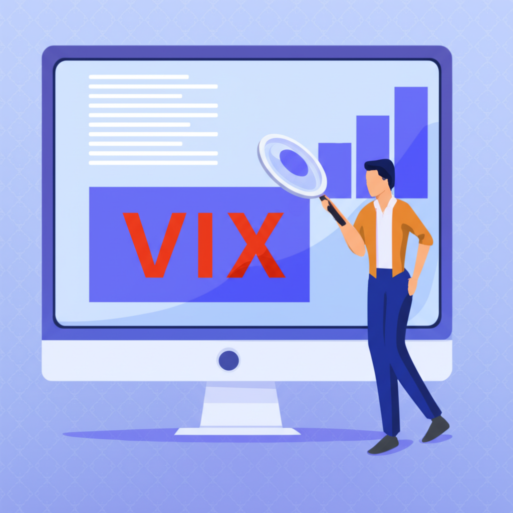 ภาพประกอบนักลงทุนไทยใช้แว่นขยายวิเคราะห์ข้อมูล VIX เพื่อเข้าใจความเสี่ยงและความเชื่อมั่นในตลาด