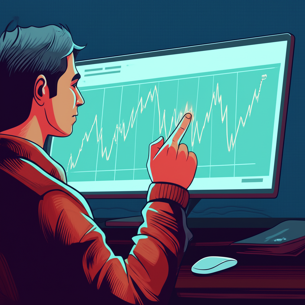 Illustration of a person analyzing a forex chart like a map guiding their trading journey
