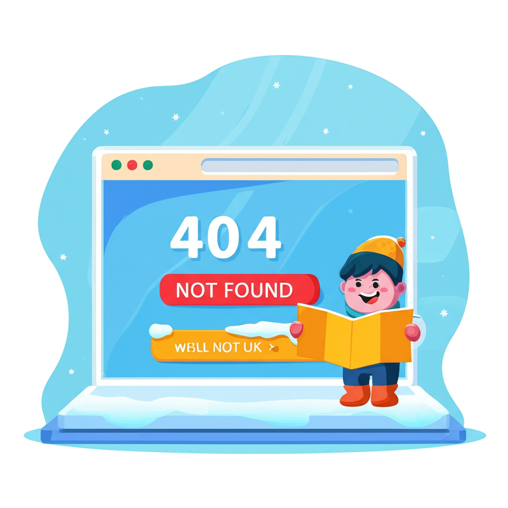 冷冰冰的 404 Not Found 頁面轉變為友善導遊幫助使用者導航的插圖