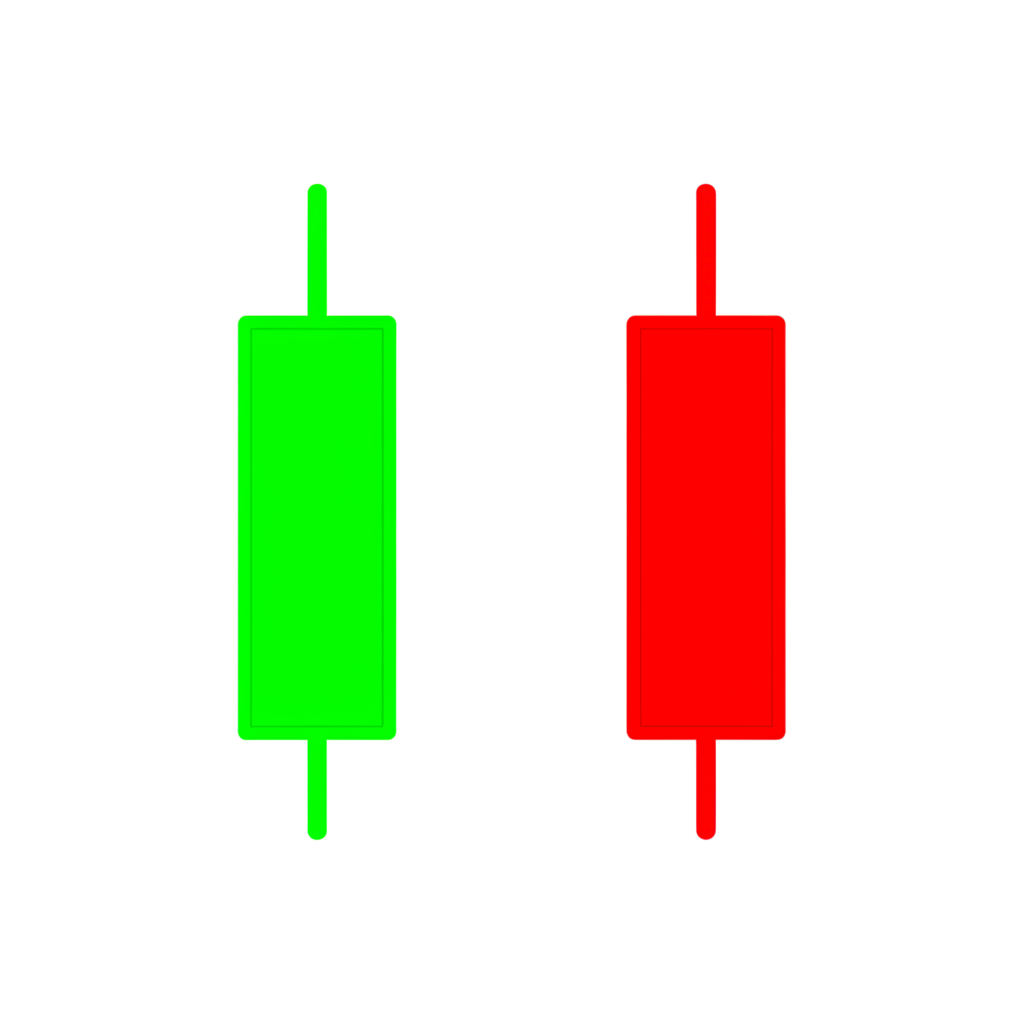 Illustration of a bearish engulfing pattern a small green candle engulfed by a large red candle