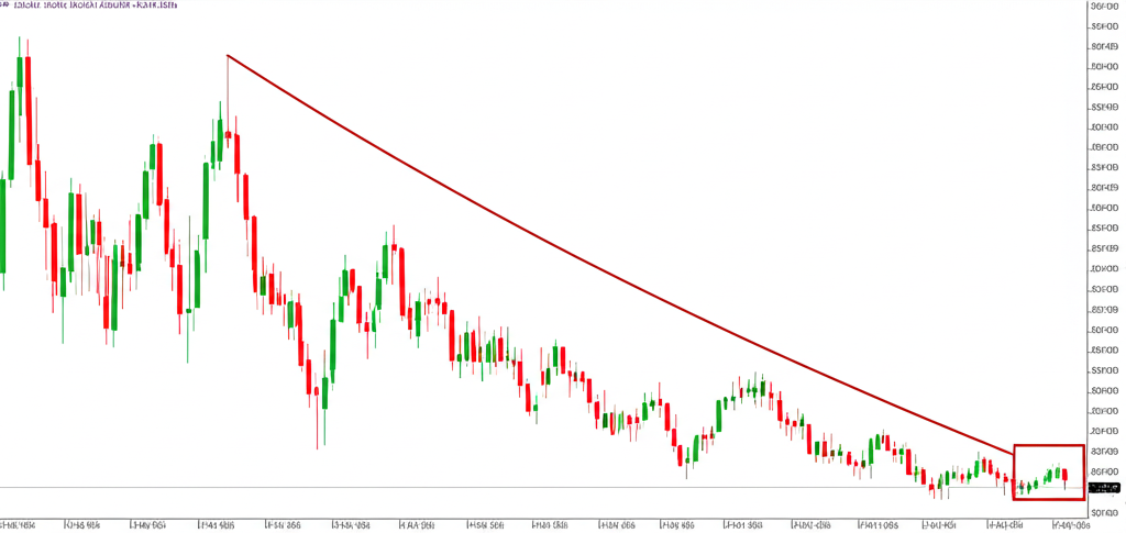 Stock market chart with a downtrend ending in a clear dragonfly doji indicating a bullish reversal