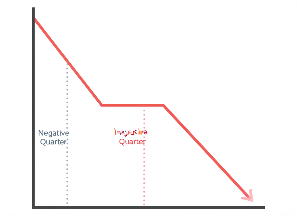ภาพประกอบกราฟ GDP ที่ลดลงสองไตรมาสติดต่อกันบ่งชี้ภาวะเศรษฐกิจถดถอย