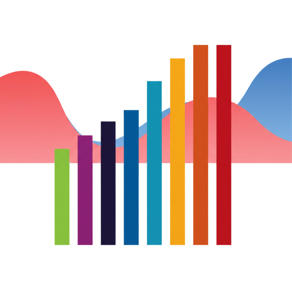 Strong diverse stock portfolio growing steadily against volatile market waves illustration