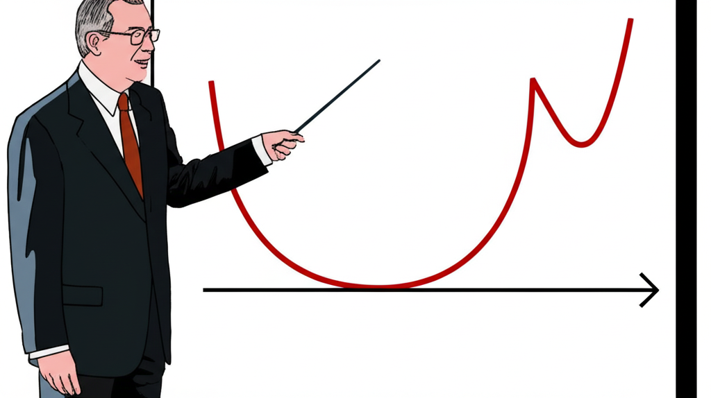 Stock chart highlighting U-shaped cup and handle with resistance line