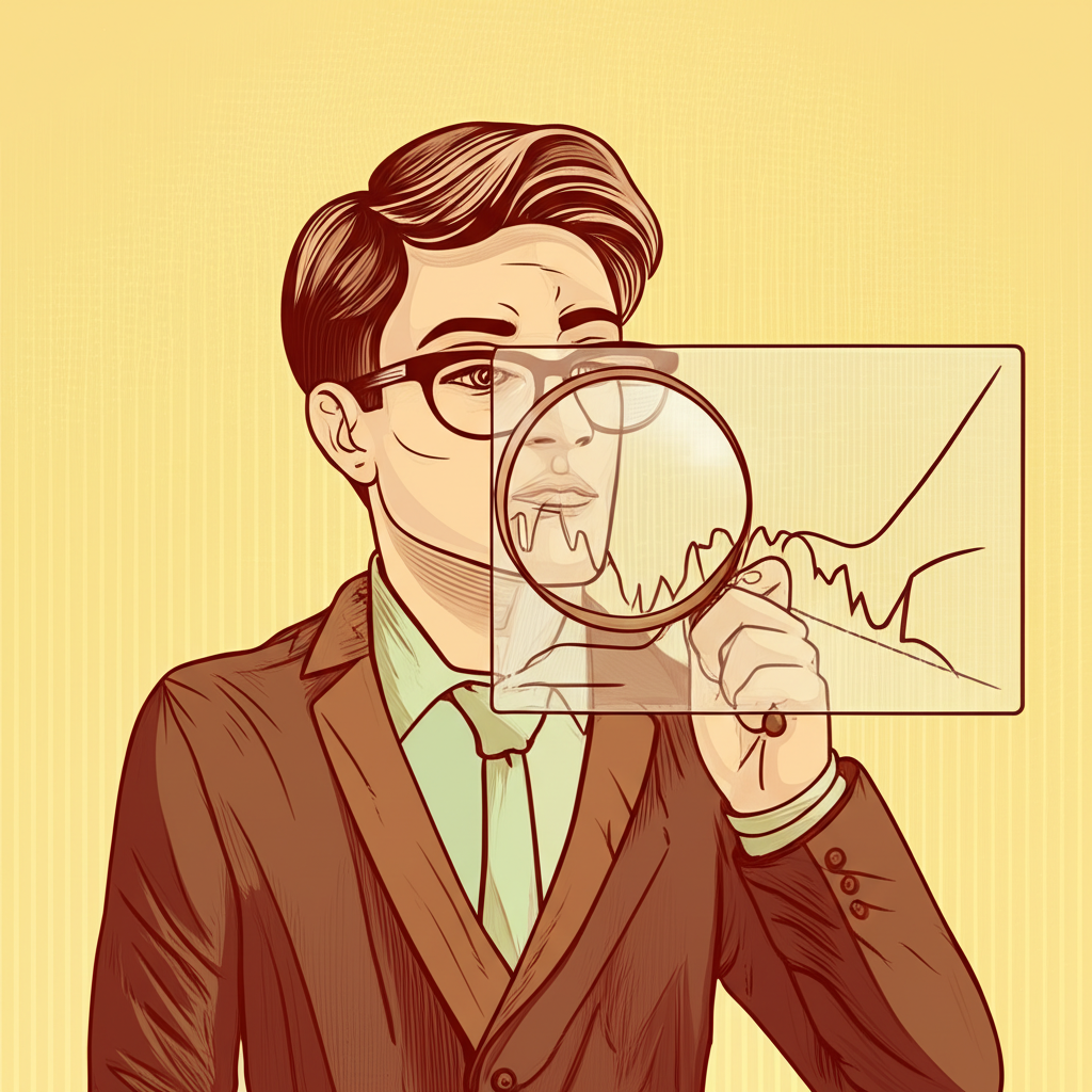 Smart investor searching for undervalued stocks illustration