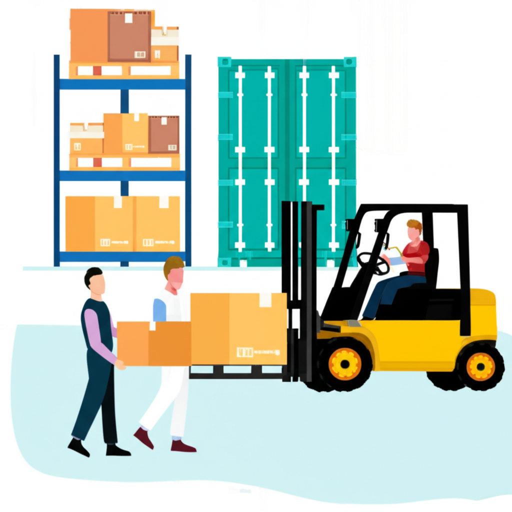 ภาพสินค้าถูกส่งมอบจากผู้ขายให้ผู้รับขนส่งที่โกดังภายใต้ Incoterms