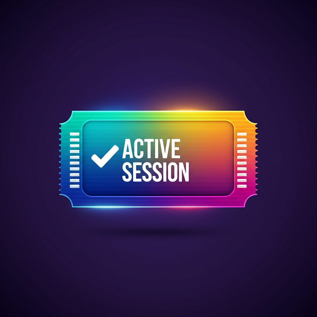 illustration of a digital ticket representing an active user session after successful login