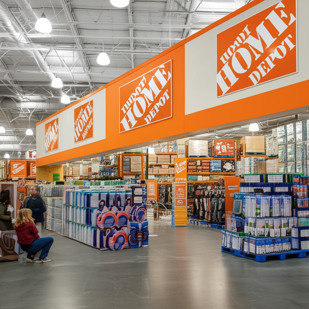 Home Depot a giant DIY store in America with many products a paradise for DIY lovers illustration