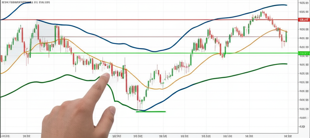 Person executing breakout and mean reversion trading strategies using Keltner Channel on financial chart