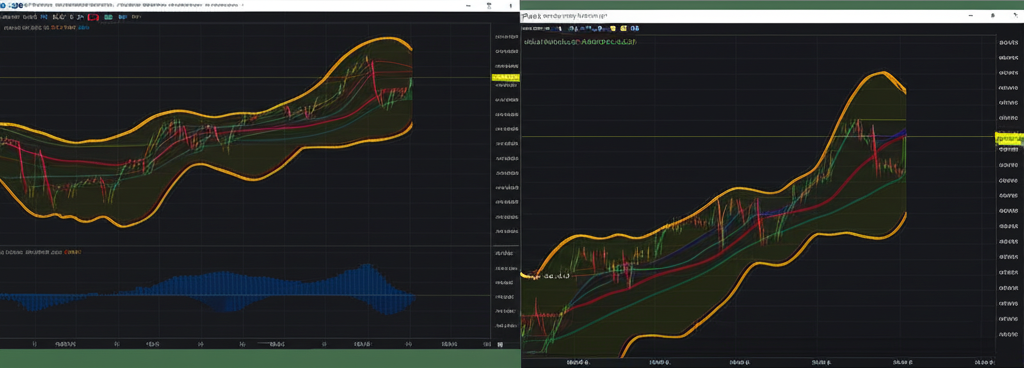 Digital trading platforms MT5 and TradingView displaying Keltner Channel settings and charts