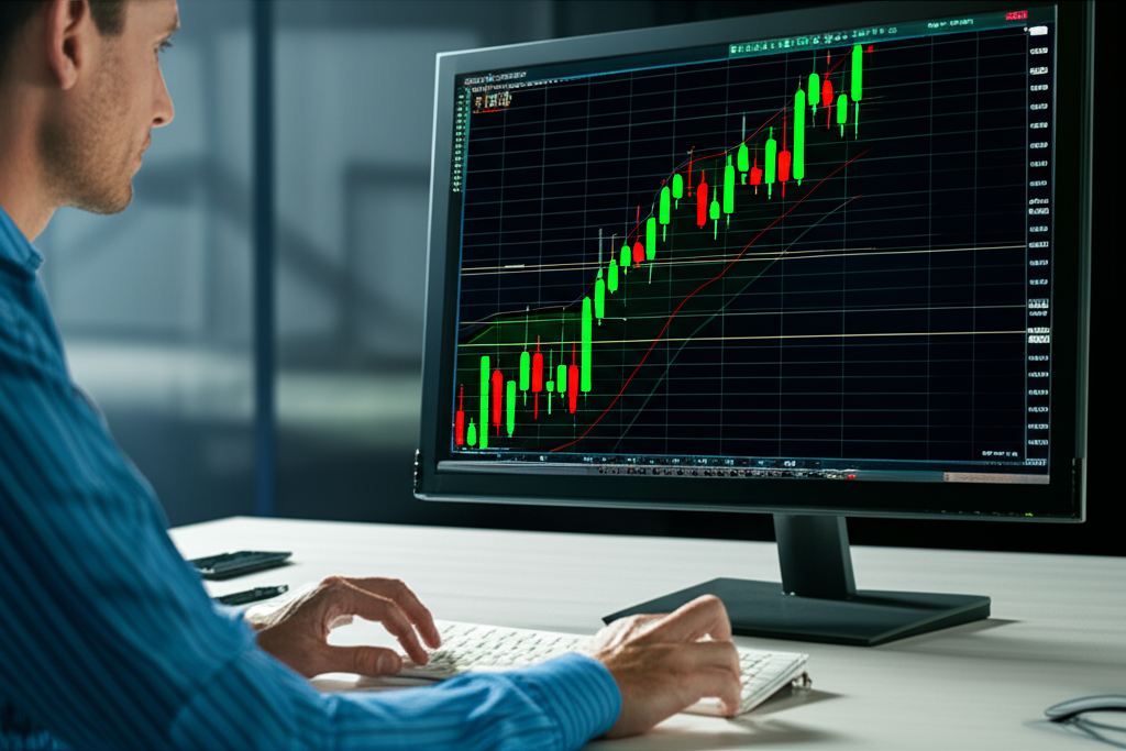 Trader analyzing Keltner Channel chart showing trend, volatility, and reversal signals