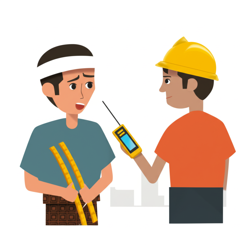 ช่างไทยแบบดั้งเดิมและช่างสมัยใหม่กำลังแลกเปลี่ยนความคิดเห็นเกี่ยวกับหน่วยวัด