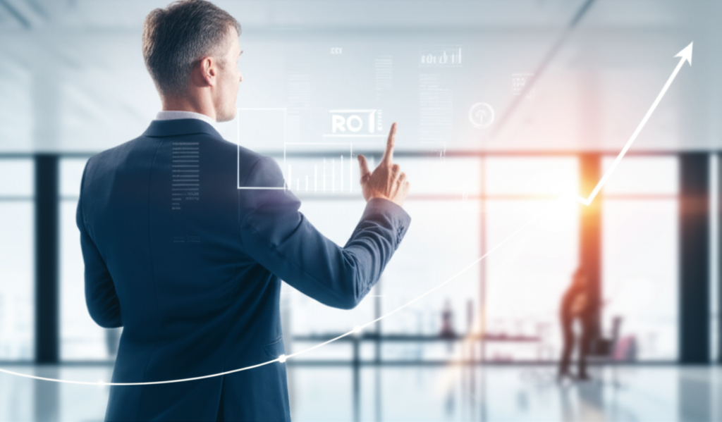 illustration of a business leader making strategic investment decisions with ROI in mind