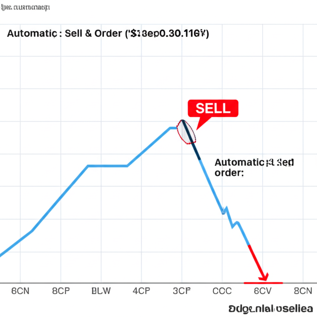 ภาพประกอบกราฟดิจิทัลแสดงเส้นราคาที่ร่วงลงพร้อมคำสั่งขายอัตโนมัติที่จุดกำหนดเพื่อหยุดขาดทุน