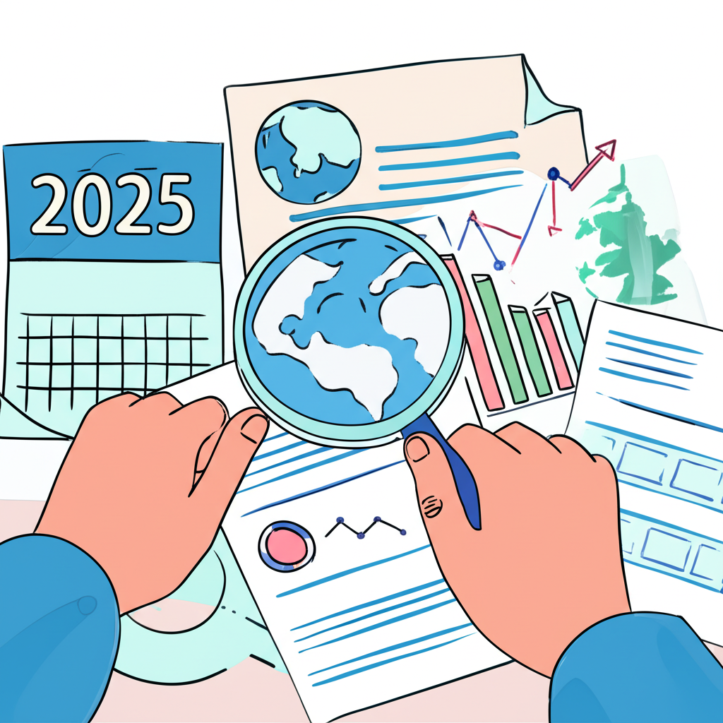 投資人用放大鏡檢視2025年金融文件與股票海外投資類別插圖