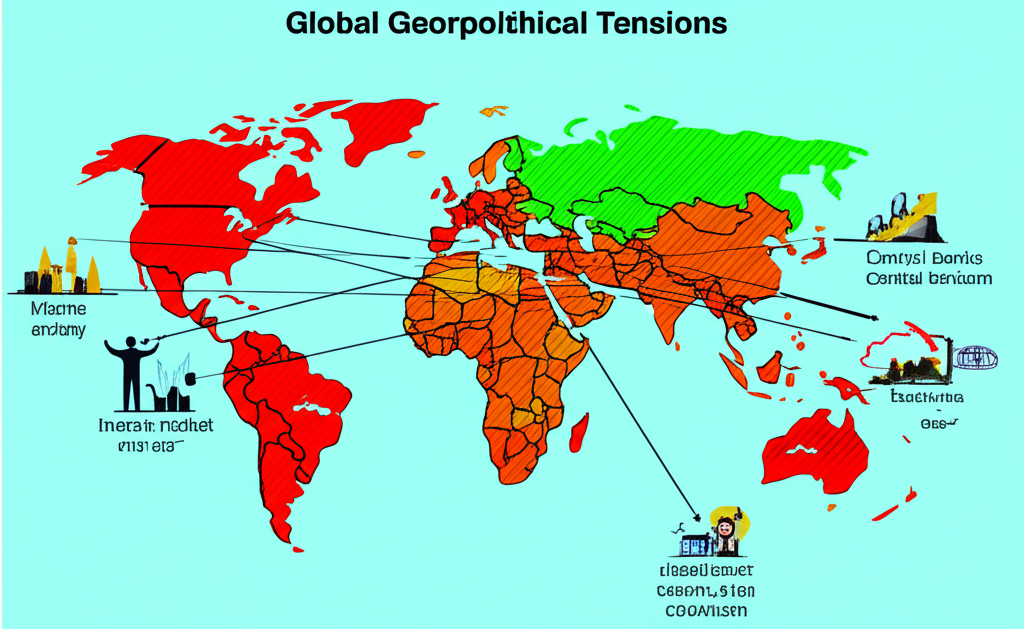 全球地緣政治緊張局勢與黃金避險的插圖