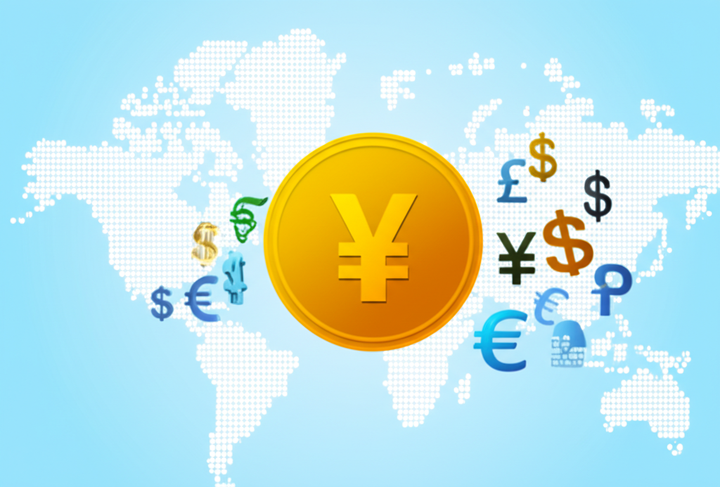 日幣影響全球旅遊貿易與投資的插圖,背景為世界地圖連線至日本