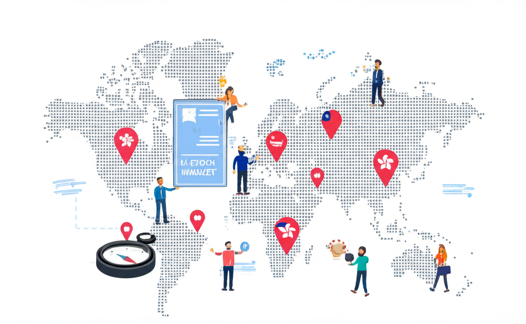 美國股市作為全球投資焦點的插圖，顯示台灣與香港投資者探索機會