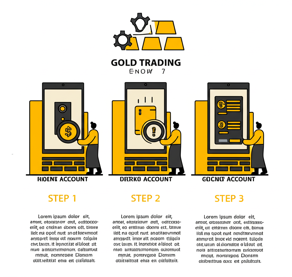 ภาพประกอบบุคคลกำลังทำตามขั้นตอนง่ายๆ ในการเริ่มเทรดทองออนไลน์ การเปิดบัญชีและใช้บัญชีทดลอง