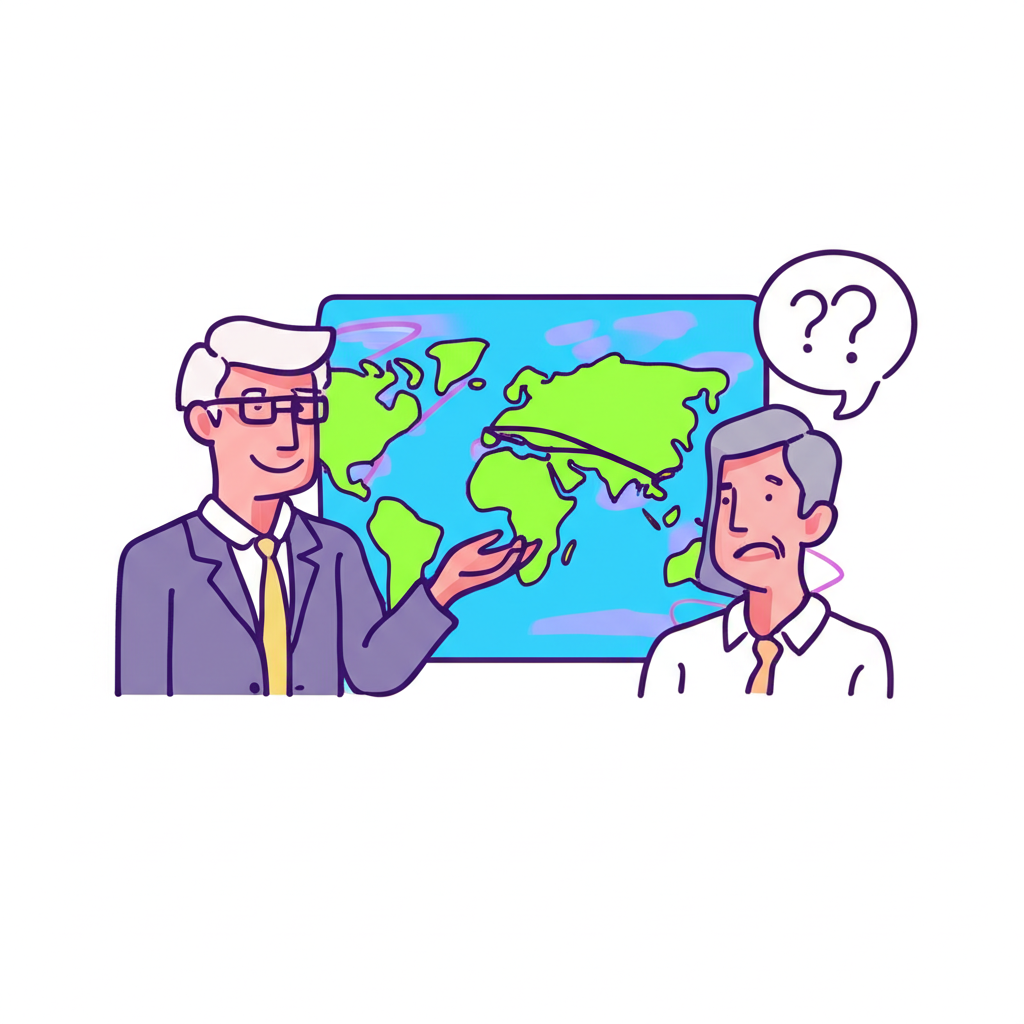 ภาพประกอบผู้เชี่ยวชาญอธิบายเขตเวลาให้ผู้ใช้ชาวไทยที่สับสนเพื่อการสื่อสารที่ราบรื่น