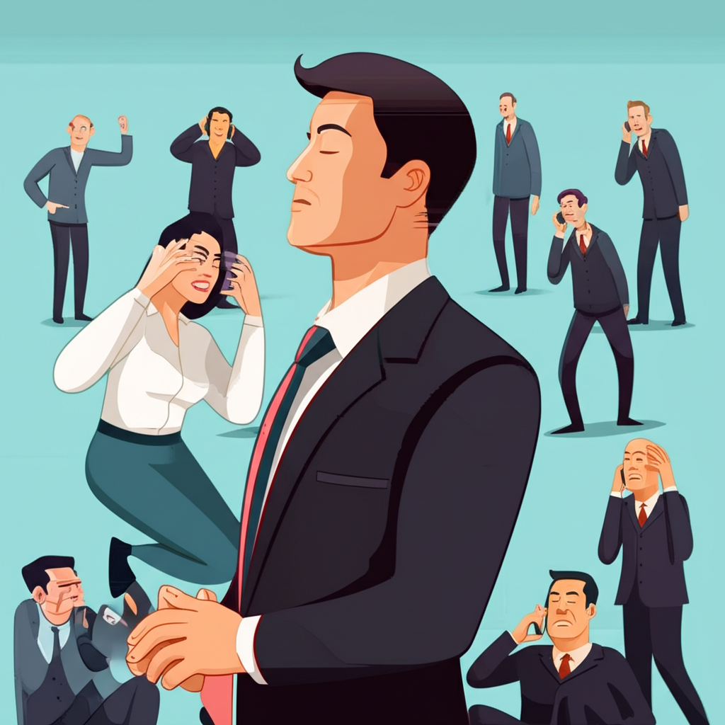 ภาพประกอบนักลงทุนวินัยสูงที่สงบใจหลีกเลี่ยงอารมณ์ตลาด ขณะที่คนอื่นๆ ตื่นตระหนก