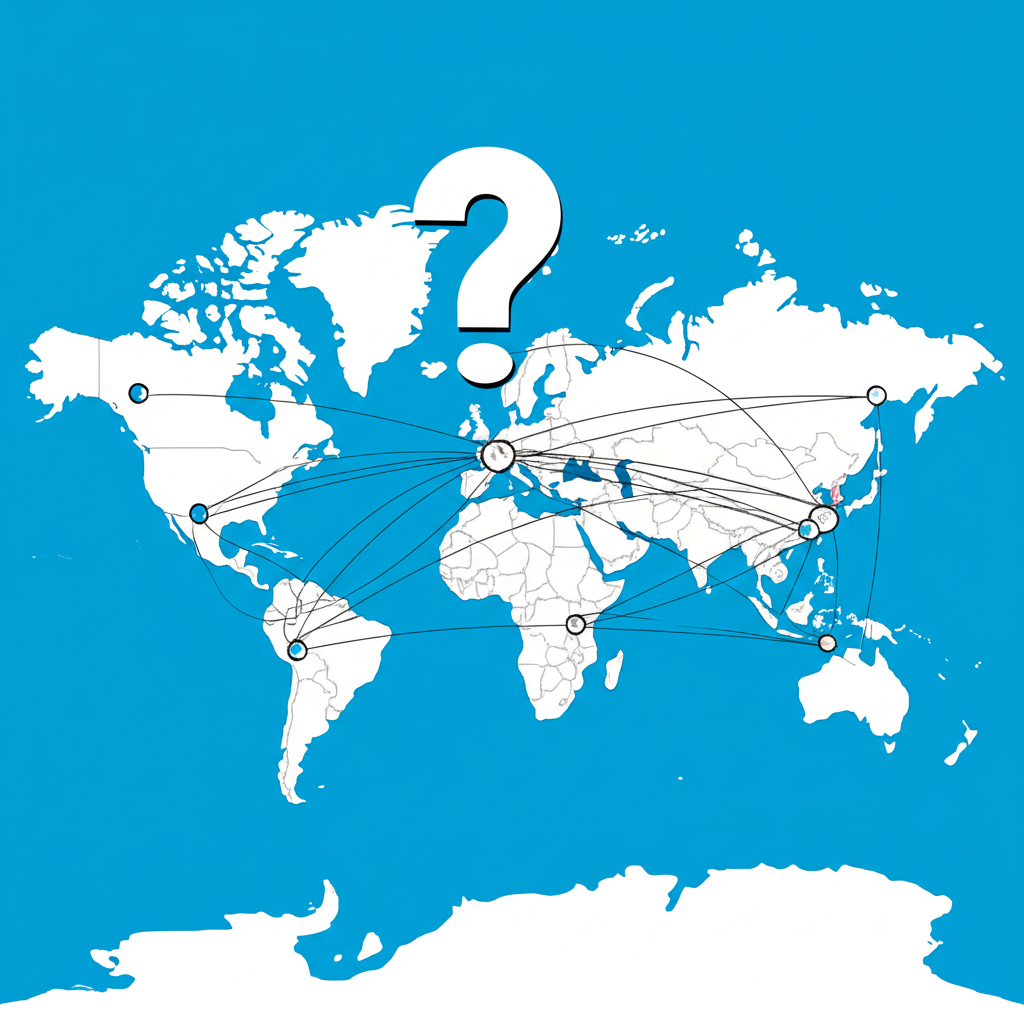 ภาพประกอบแผนที่โลกที่แสดงการเชื่อมโยงธนาคารระดับโลกพร้อมเครื่องหมายคำถามเหนือประเทศไทยเกี่ยวกับสถานะของ Barclays