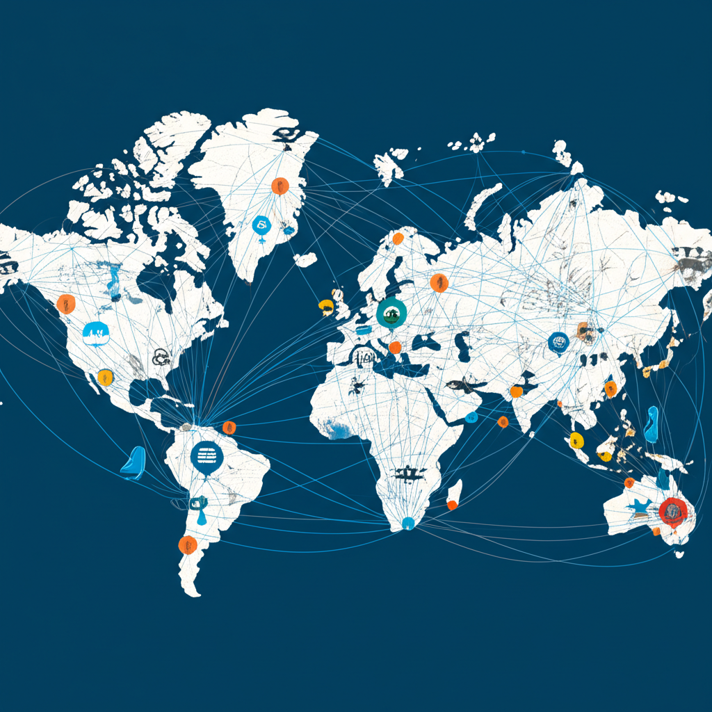 ภาพประกอบตลาดเงินตราต่างประเทศในระดับโลก การแลกเปลี่ยนสกุลเงิน การค้า การลงทุน และการท่องเที่ยว