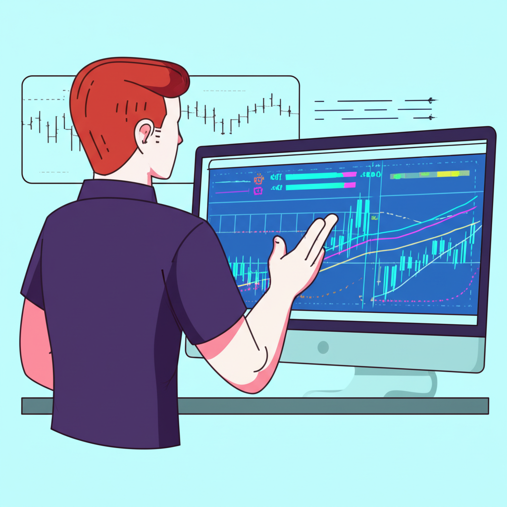 Trader analyzing DMI indicator on market chart for volatility