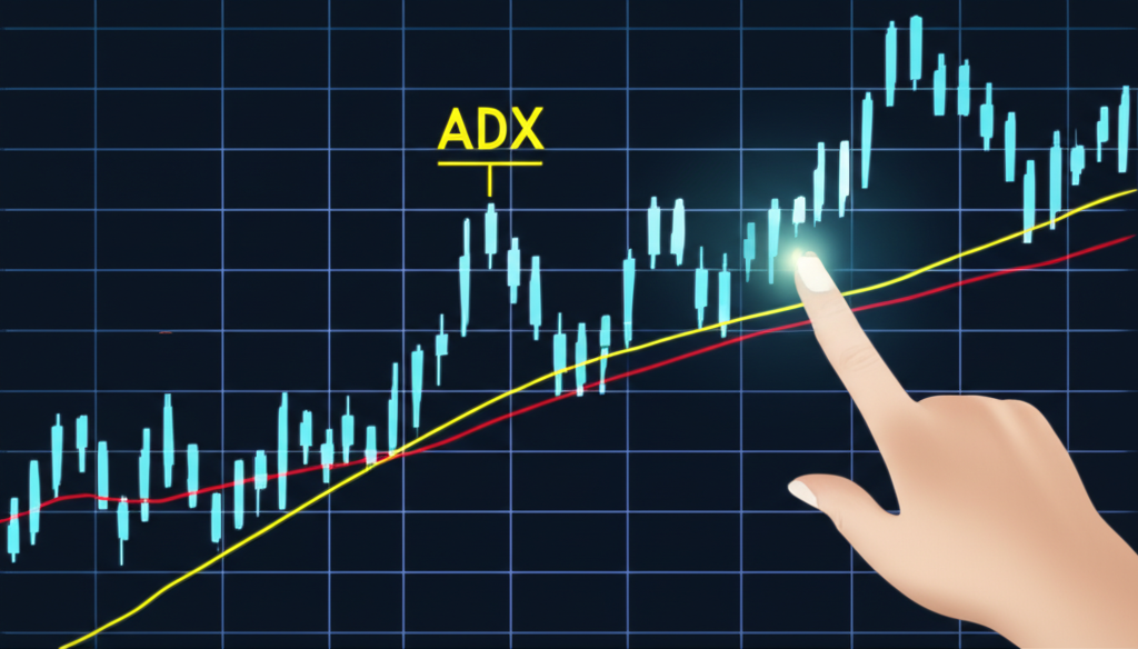 ADX指標圖表顯示趨勢強度變化，線條上升代表強勢市場